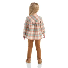2-teiliges Set aus langarmigem Flanell-Oberteil mit Armlingen und Leggings für Mädchen (Kleinkinder)