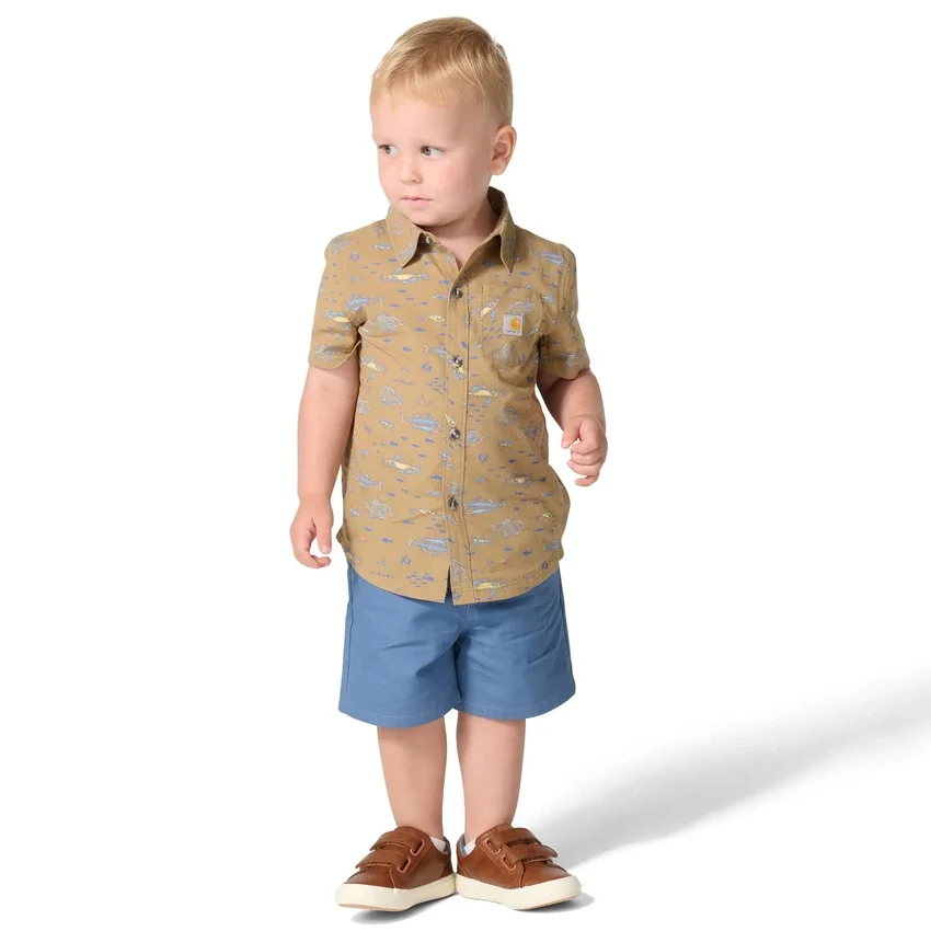 2-teiliges Set für Knaben: bedrucktes Hemd mit Armlingen & Canvas-Shorts (Kleinkinder)