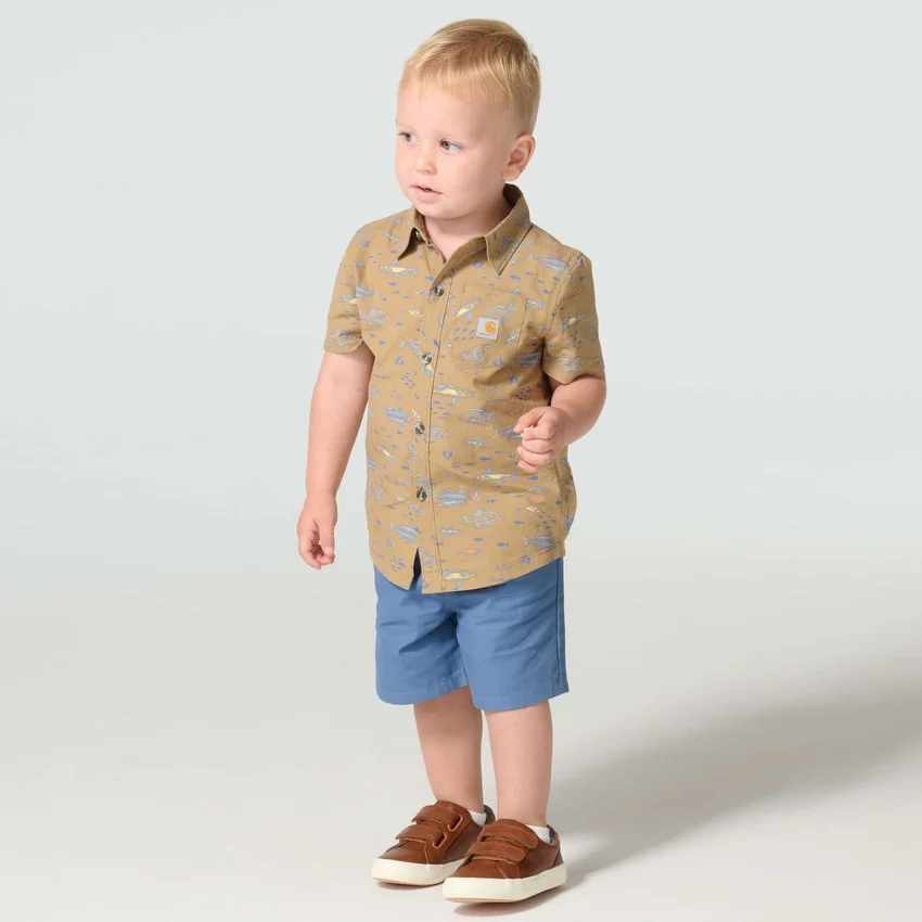 2-teiliges Set für Knaben: bedrucktes Hemd mit Armlingen & Canvas-Shorts (Kleinkinder)