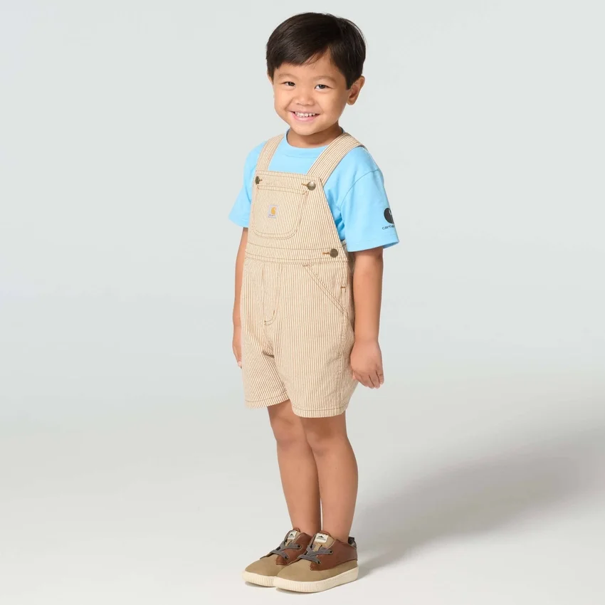 2-teiliges Set für Knaben: Kurzarm-T-Shirt & braun gestreifte Latzhose (Kleinkinder)