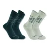 2er-Pack Fairisle-Crew-Socken für Damen aus mittelschwerer Synthetik-Wollmischung