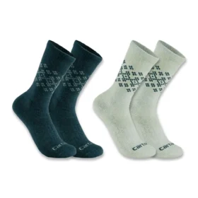 2er-Pack Fairisle-Crew-Socken für Damen aus mittelschwerer Synthetik-Wollmischung
