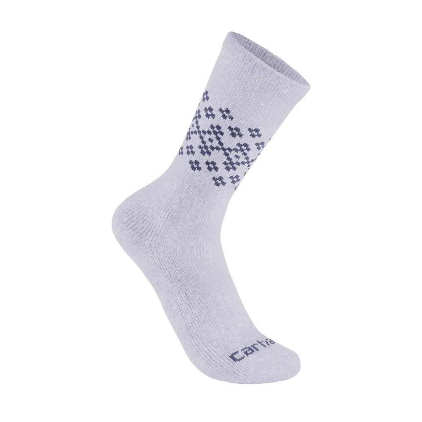 2er-Pack Fairisle-Crew-Socken für Damen aus mittelschwerer Synthetik-Wollmischung