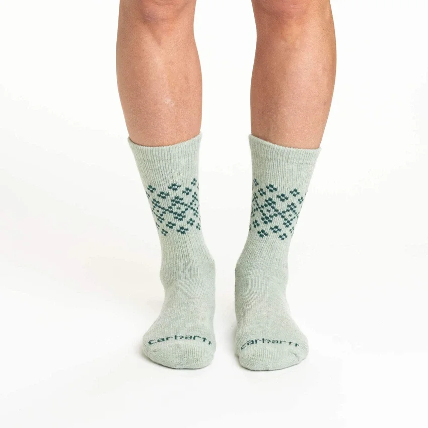 2er-Pack Fairisle-Crew-Socken für Damen aus mittelschwerer Synthetik-Wollmischung