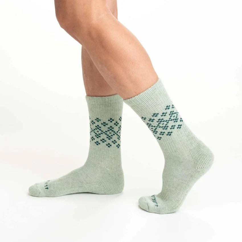 2er-Pack Fairisle-Crew-Socken für Damen aus mittelschwerer Synthetik-Wollmischung