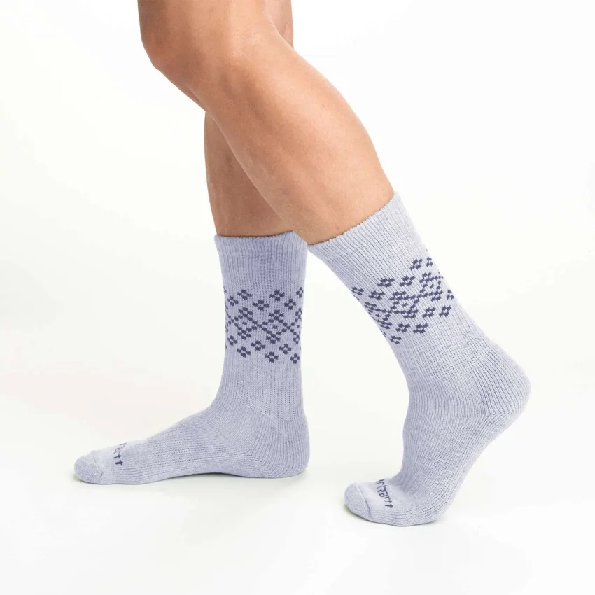 2er-Pack Fairisle-Crew-Socken für Damen aus mittelschwerer Synthetik-Wollmischung