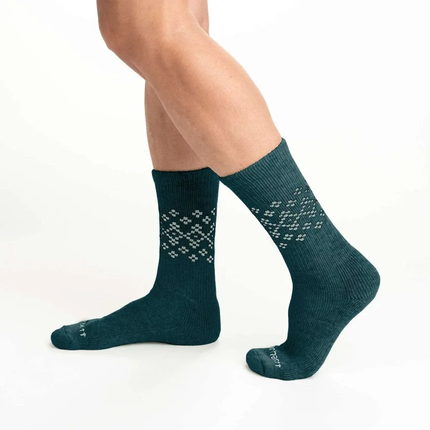 2er-Pack Fairisle-Crew-Socken für Damen aus mittelschwerer Synthetik-Wollmischung