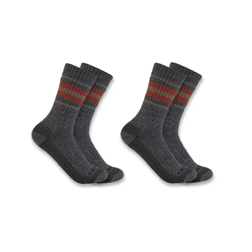 2er-Pack schwere Damen-Crew-Socken aus einer Synthetik-Wollmischung