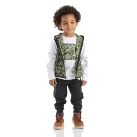 3-teiliges Set für Knaben: Camouflage-Weste, Langarm-Hemd und Hose (Kleinkinder)