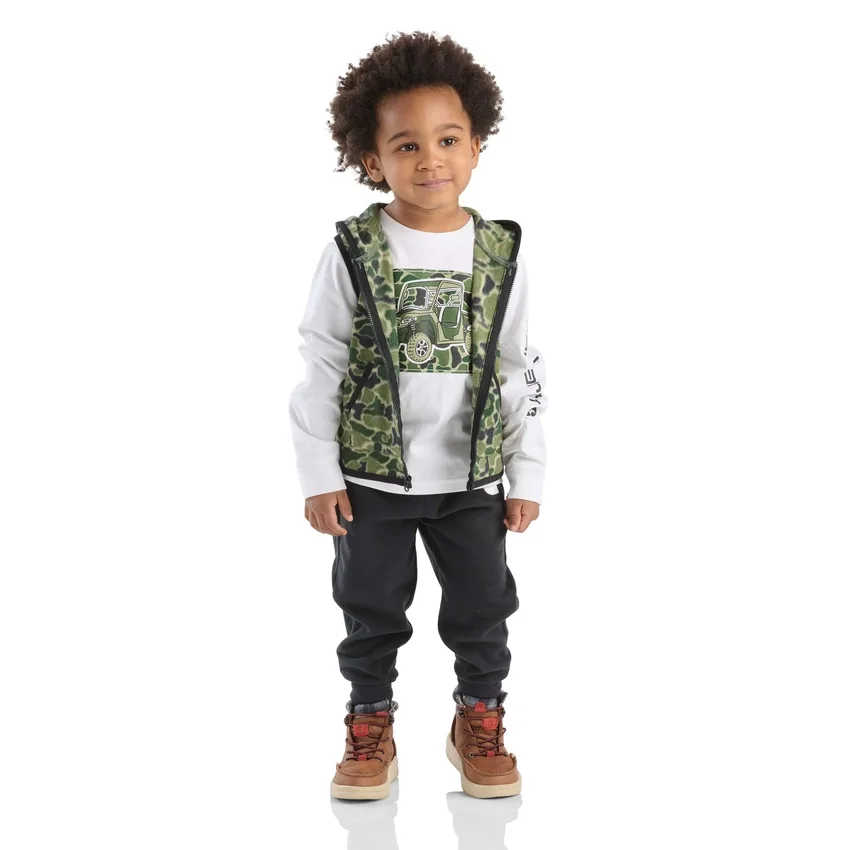 3-teiliges Set für Knaben: Camouflage-Weste, Langarm-Hemd und Hose (Kleinkinder)