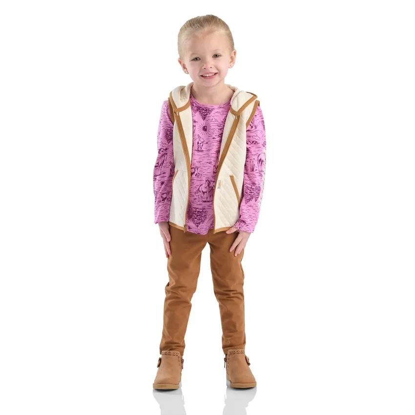 3-teiliges Set für Mädchen: Weste, bedrucktes T-Shirt und Leggings (Kleinkinder)