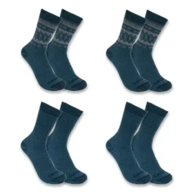 4er-Pack Crew-Socken für Damen aus schwerer Synthetik-Wollmischung