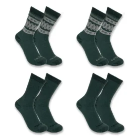 4er-Pack Crew-Socken für Damen aus schwerer Synthetik-Wollmischung