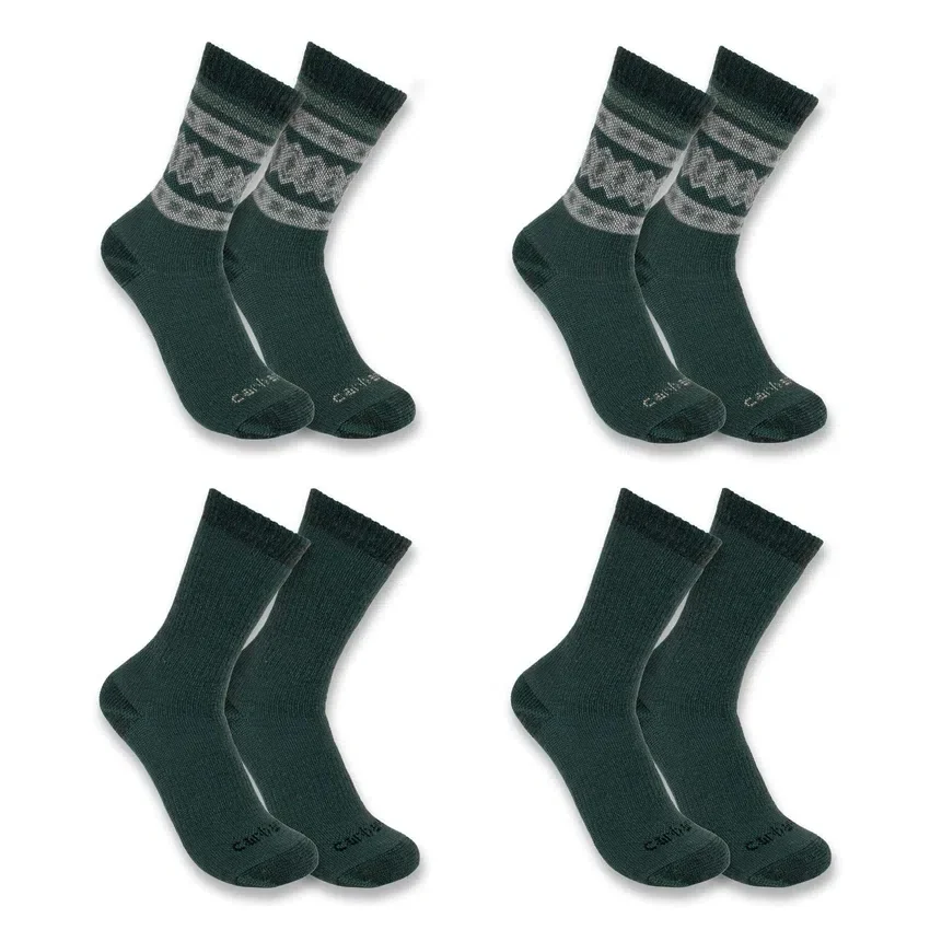 4er-Pack Crew-Socken für Damen aus schwerer Synthetik-Wollmischung