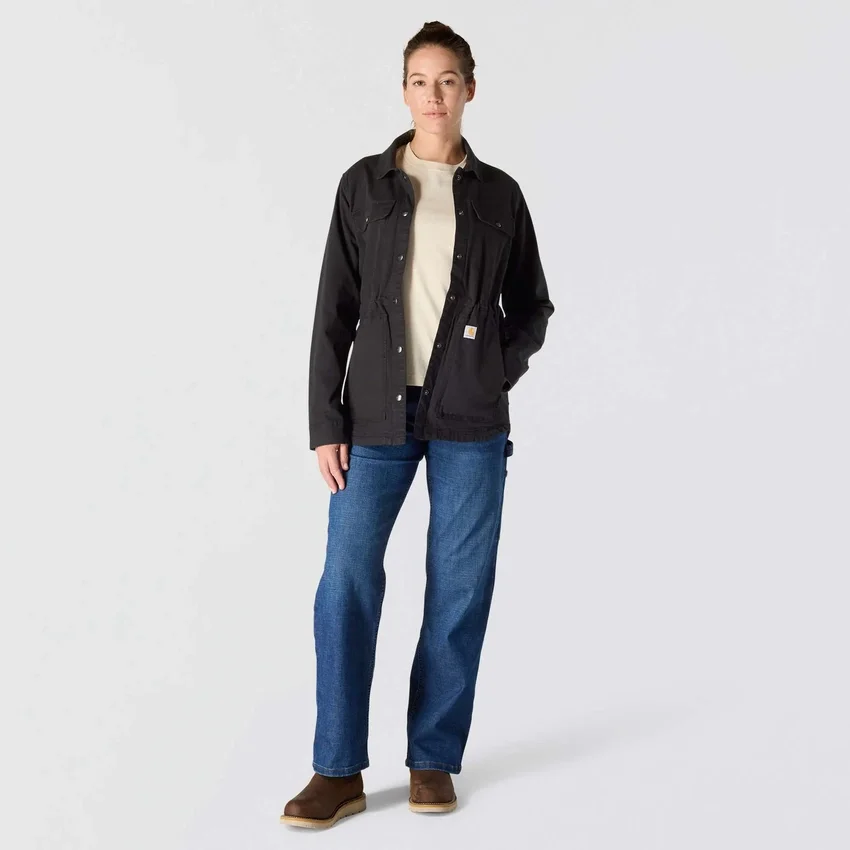 Atmungsaktiver Tencel-Canvas-Mantel für Damen