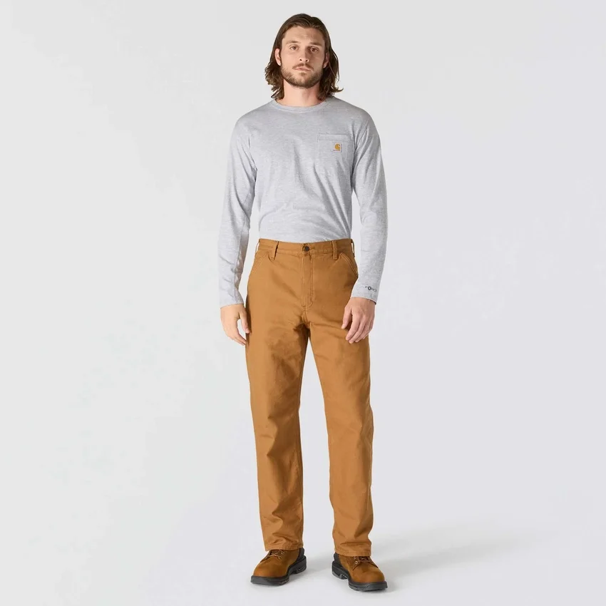 Carhartt B111 Herren-Arbeitshose, locker sitzend, gerade geschnitten, gewaschen, aus Entenstoff, gefüttert