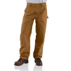 Carhartt B136 Herren-Zimmermannshose aus gewaschenem Duck-Stoff mit geradem Schnitt und doppelten Knieverstärkungen