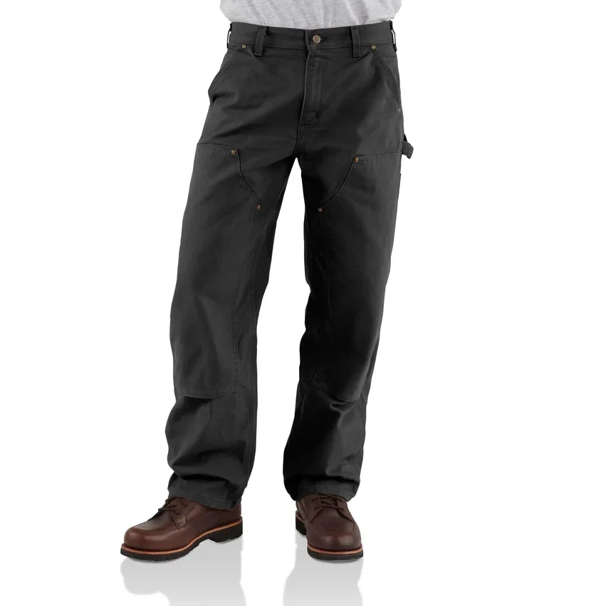 Carhartt B136 Herren-Zimmermannshose aus gewaschenem Duck-Stoff mit geradem Schnitt und doppelten Knieverstärkungen
