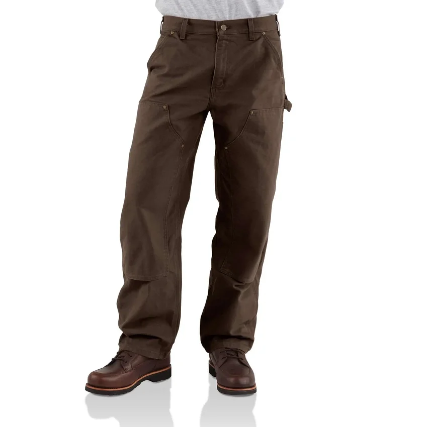 Carhartt B136 Herren-Zimmermannshose aus gewaschenem Duck-Stoff mit geradem Schnitt und doppelten Knieverstärkungen