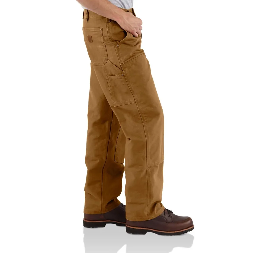 Carhartt B136 Herren-Zimmermannshose aus gewaschenem Duck-Stoff mit geradem Schnitt und doppelten Knieverstärkungen