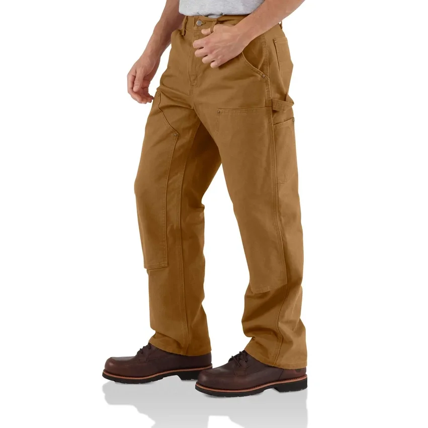 Carhartt B136 Herren-Zimmermannshose aus gewaschenem Duck-Stoff mit geradem Schnitt und doppelten Knieverstärkungen