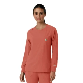 Carhartt Force Cross-Flex Langarm-Armlinge-Scrub-Oberteil für Damen mit Rundhalsausschnitt
