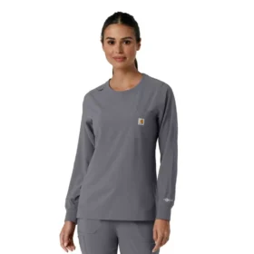 Carhartt Force Cross-Flex Langarm-Armlinge-Scrub-Oberteil für Damen mit Rundhalsausschnitt