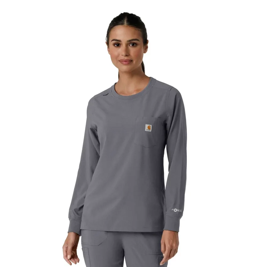 Carhartt Force Cross-Flex Langarm-Armlinge-Scrub-Oberteil für Damen mit Rundhalsausschnitt