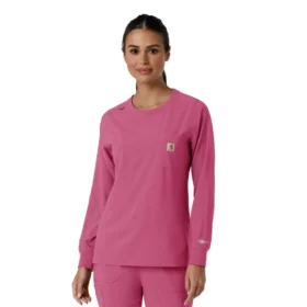 Carhartt Force Cross-Flex Langarm-Armlinge-Scrub-Oberteil für Damen mit Rundhalsausschnitt