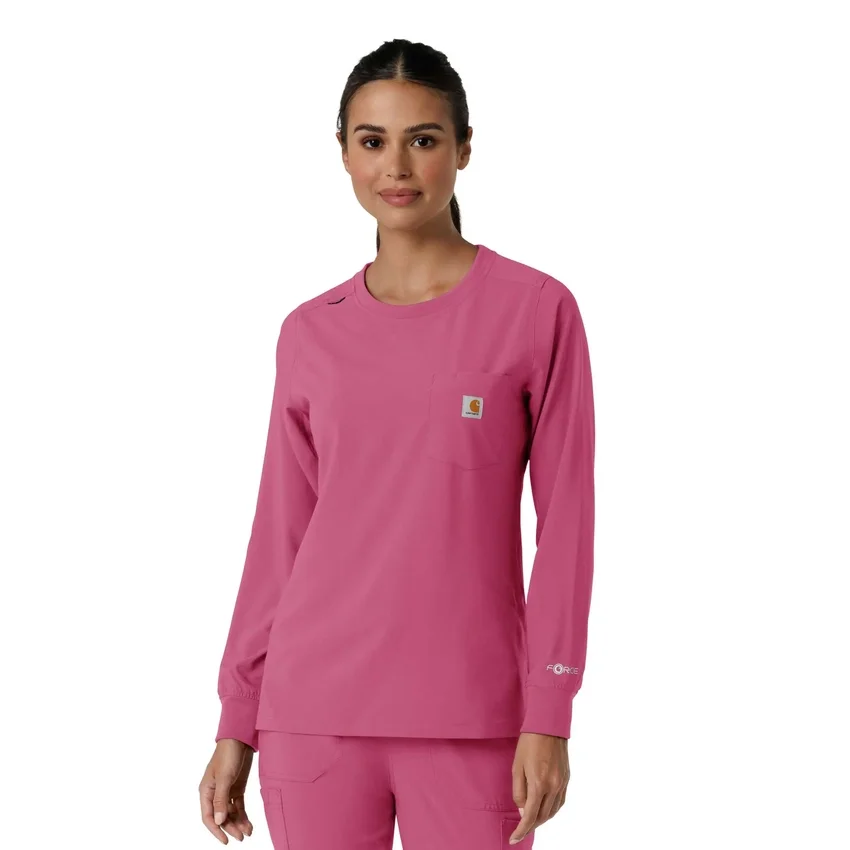 Carhartt Force Cross-Flex Langarm-Armlinge-Scrub-Oberteil für Damen mit Rundhalsausschnitt