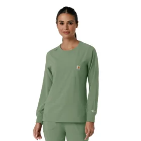 Carhartt Force Cross-Flex Langarm-Armlinge-Scrub-Oberteil für Damen mit Rundhalsausschnitt