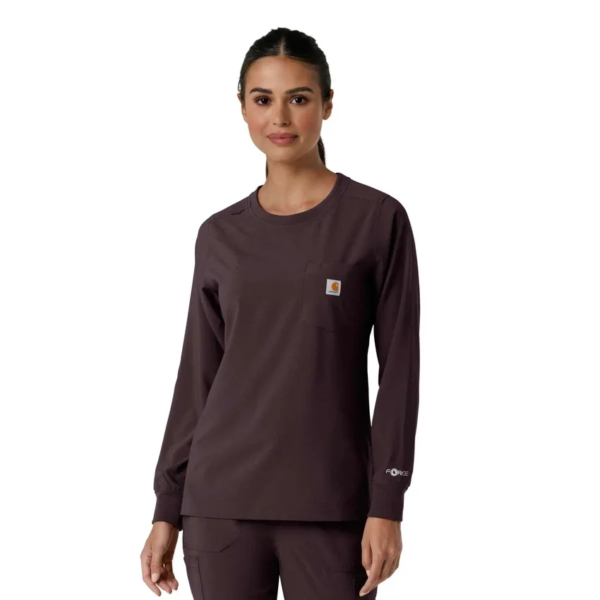 Carhartt Force Cross-Flex Langarm-Armlinge-Scrub-Oberteil für Damen mit Rundhalsausschnitt