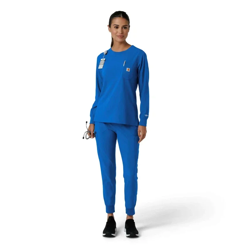 Carhartt Force Cross-Flex Langarm-Armlinge-Scrub-Oberteil für Damen mit Rundhalsausschnitt