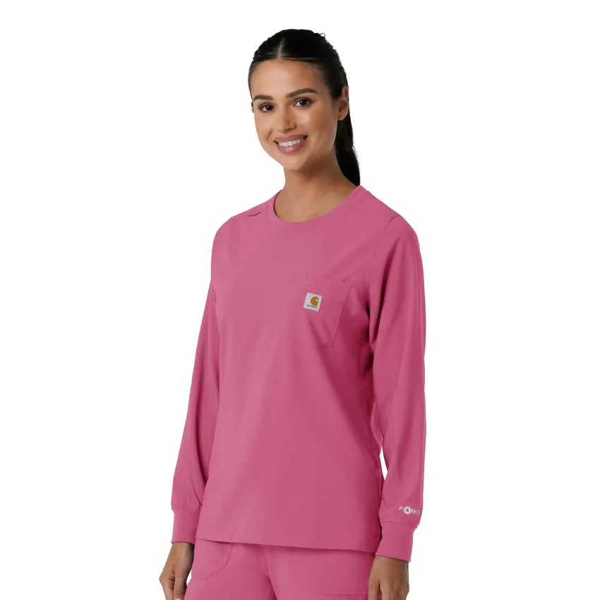 Carhartt Force Cross-Flex Langarm-Armlinge-Scrub-Oberteil für Damen mit Rundhalsausschnitt