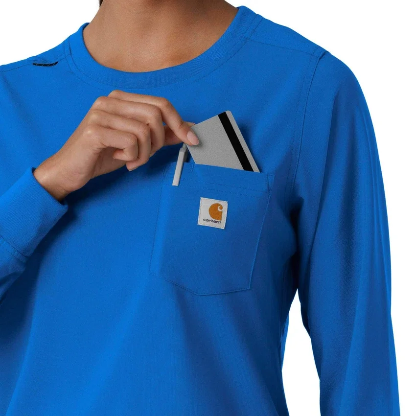 Carhartt Force Cross-Flex Langarm-Armlinge-Scrub-Oberteil für Damen mit Rundhalsausschnitt