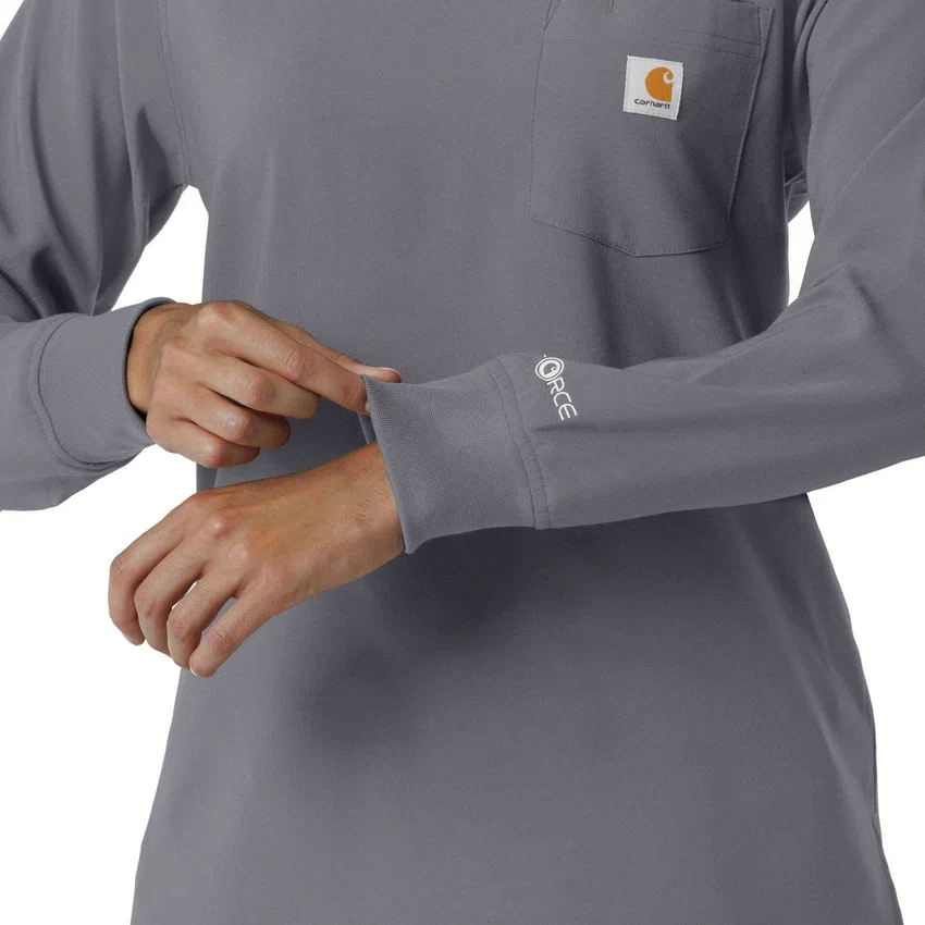 Carhartt Force Cross-Flex Langarm-Armlinge-Scrub-Oberteil für Damen mit Rundhalsausschnitt
