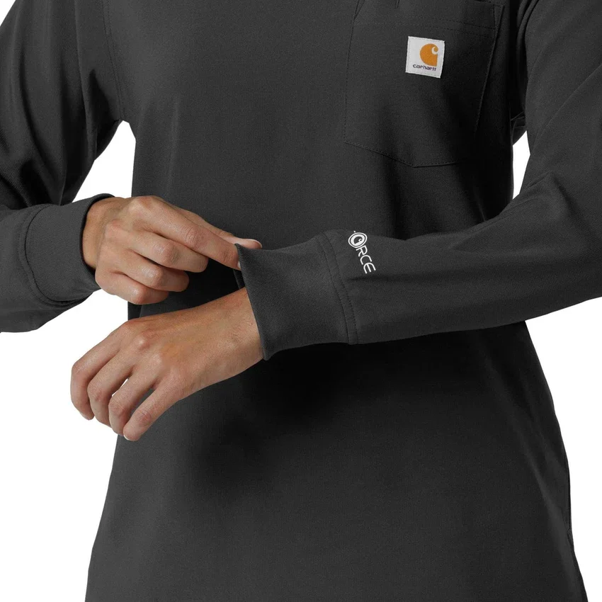 Carhartt Force Cross-Flex Langarm-Armlinge-Scrub-Oberteil für Damen mit Rundhalsausschnitt