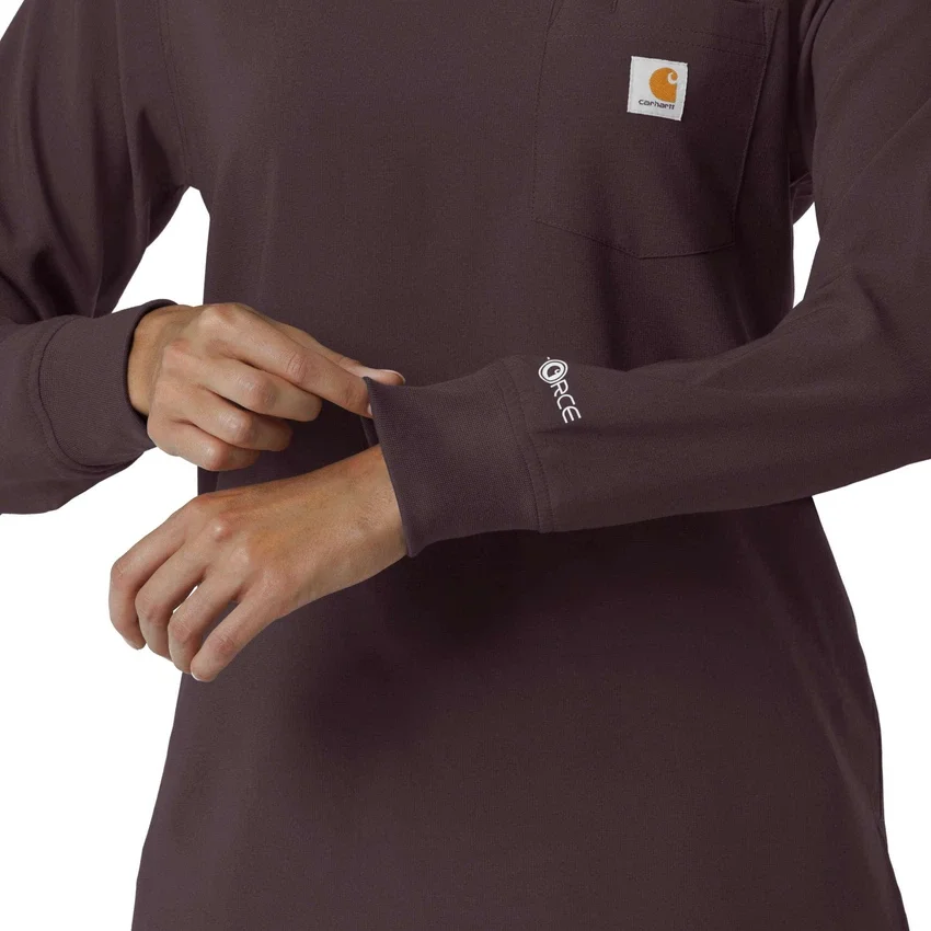 Carhartt Force Cross-Flex Langarm-Armlinge-Scrub-Oberteil für Damen mit Rundhalsausschnitt
