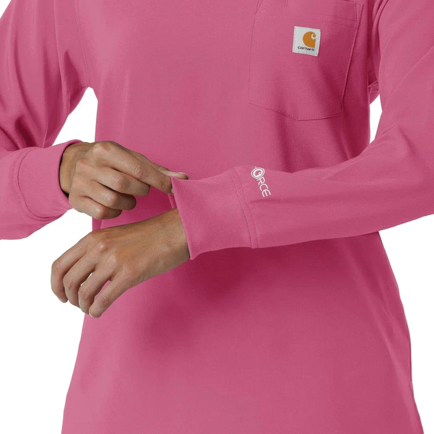Carhartt Force Cross-Flex Langarm-Armlinge-Scrub-Oberteil für Damen mit Rundhalsausschnitt