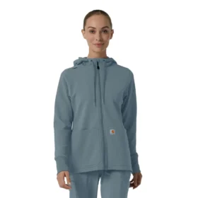 Carhartt-Hoodie für Damen mit durchgehendem Reissverschluss und Waffelstruktur