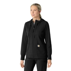Carhartt-Hoodie für Damen mit durchgehendem Reissverschluss und Waffelstruktur