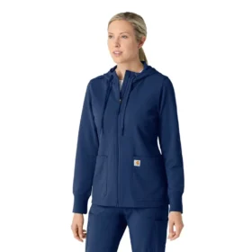Carhartt-Hoodie für Damen mit durchgehendem Reissverschluss und Waffelstruktur
