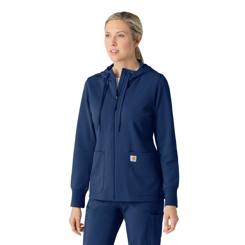 Carhartt-Hoodie für Damen mit durchgehendem Reissverschluss und Waffelstruktur
