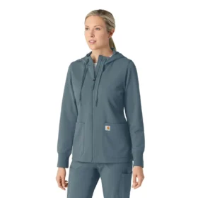 Carhartt-Hoodie für Damen mit durchgehendem Reissverschluss und Waffelstruktur