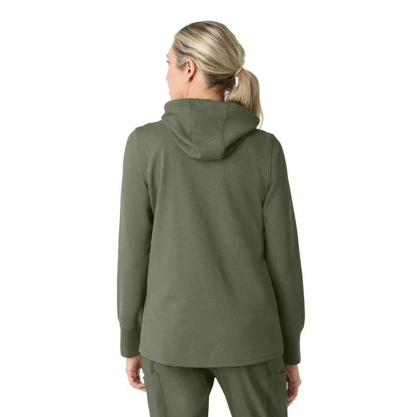 Carhartt-Hoodie für Damen mit durchgehendem Reissverschluss und Waffelstruktur