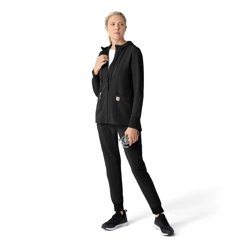 Carhartt-Hoodie für Damen mit durchgehendem Reissverschluss und Waffelstruktur