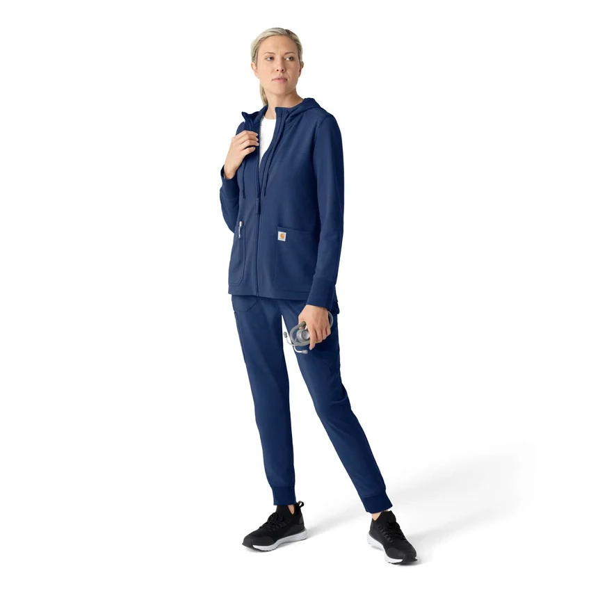 Carhartt-Hoodie für Damen mit durchgehendem Reissverschluss und Waffelstruktur