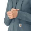 Carhartt-Hoodie für Damen mit durchgehendem Reissverschluss und Waffelstruktur