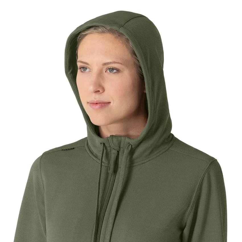 Carhartt-Hoodie für Damen mit durchgehendem Reissverschluss und Waffelstruktur