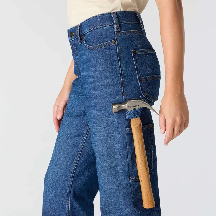 Carpenter Stretch-Arbeitsjeans für Damen mit mittlerer Leibhöhe